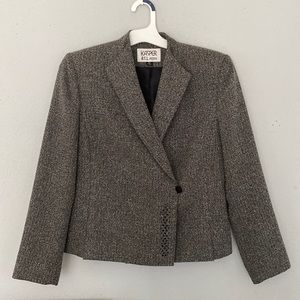 Kasper A.S.L. Petite blazer grey with rhinestones details in black Size SP